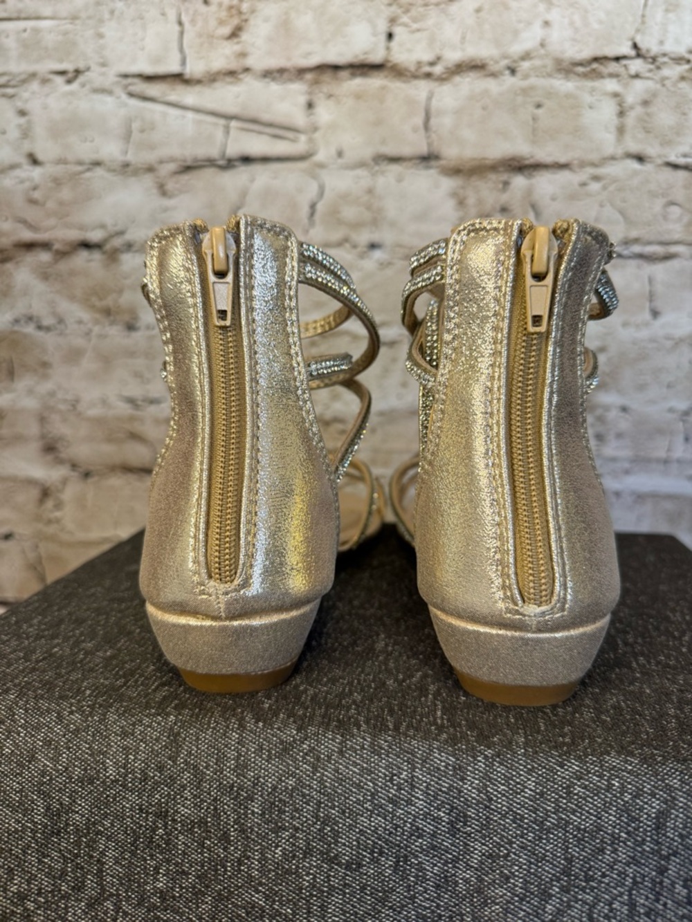 Dreampairs Strappy Rhinestone Sandals - Gold - Picture 5 of 5